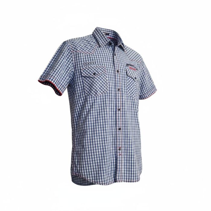 Koszula męska z krótkim rękawem w kratkę niebieska Jack & Jones S