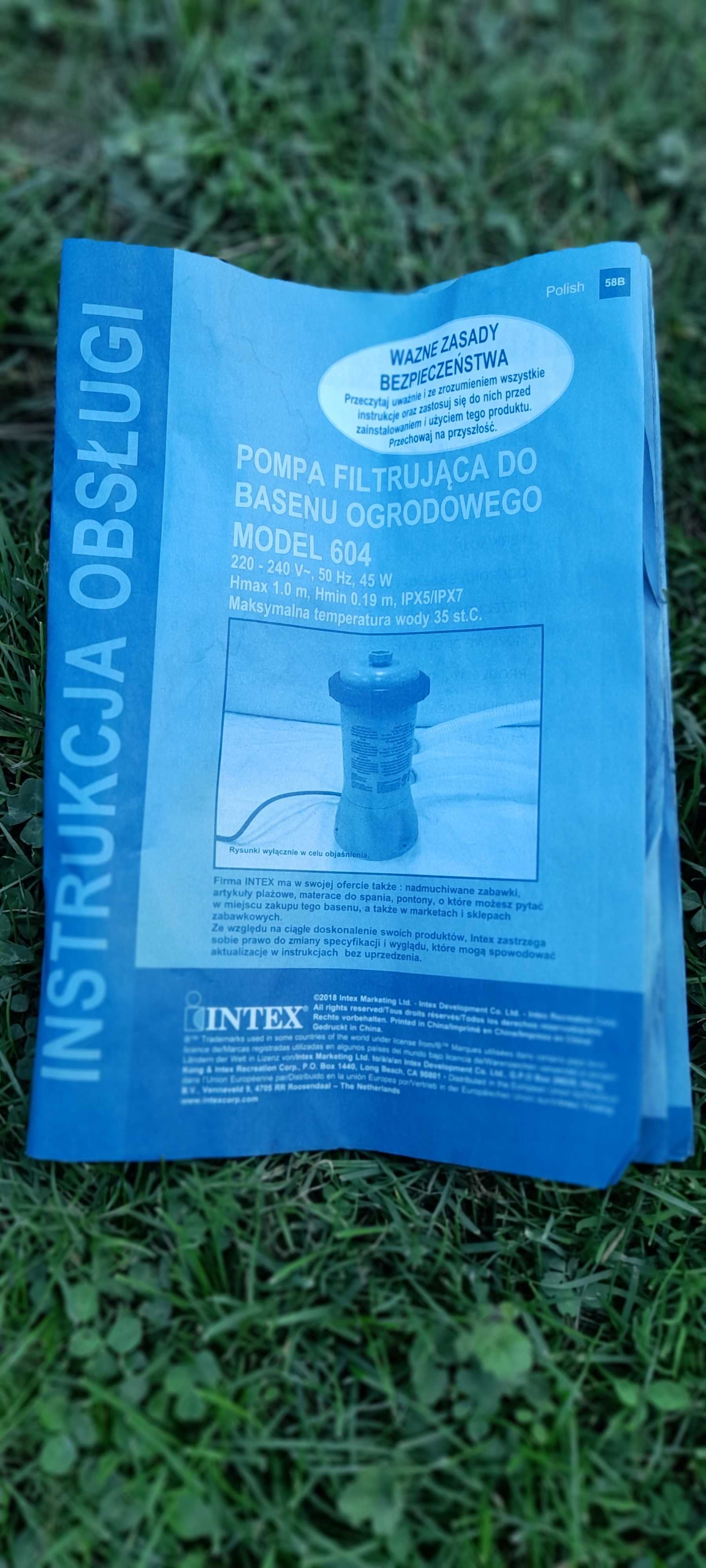 Pompa filtrująca do basenu plus filtr Intex model 604
