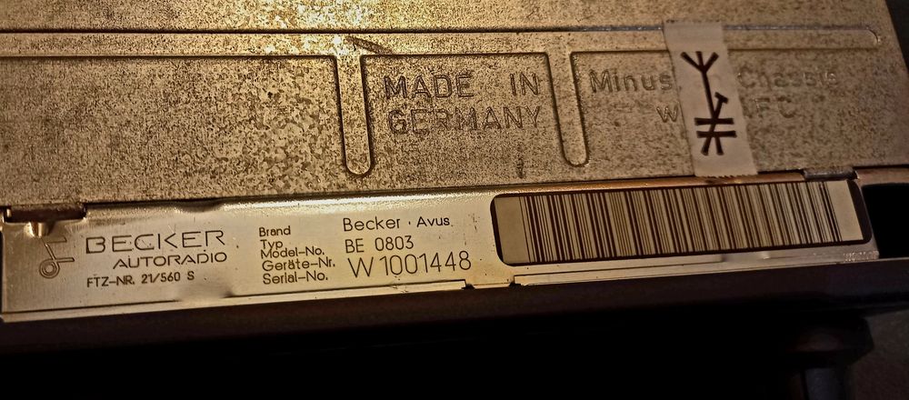 Radio Becker Avus Kurier 803 Mercedes-Benz 190E 2.3 W201 Vintage