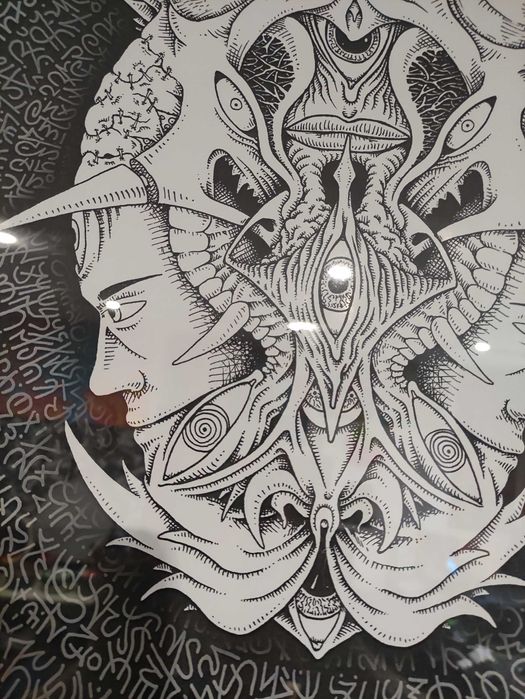 Obraz "SPOJRZENIA" 40x30 Abstrakcja Surrealizm  Polska grafika w ramie