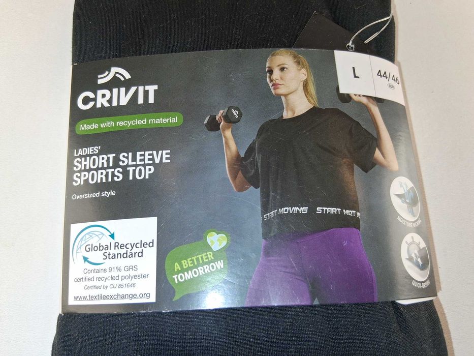 A190 Crivit Damska Koszulka Sportowa Krótki Rękaw Oversize L 44/46