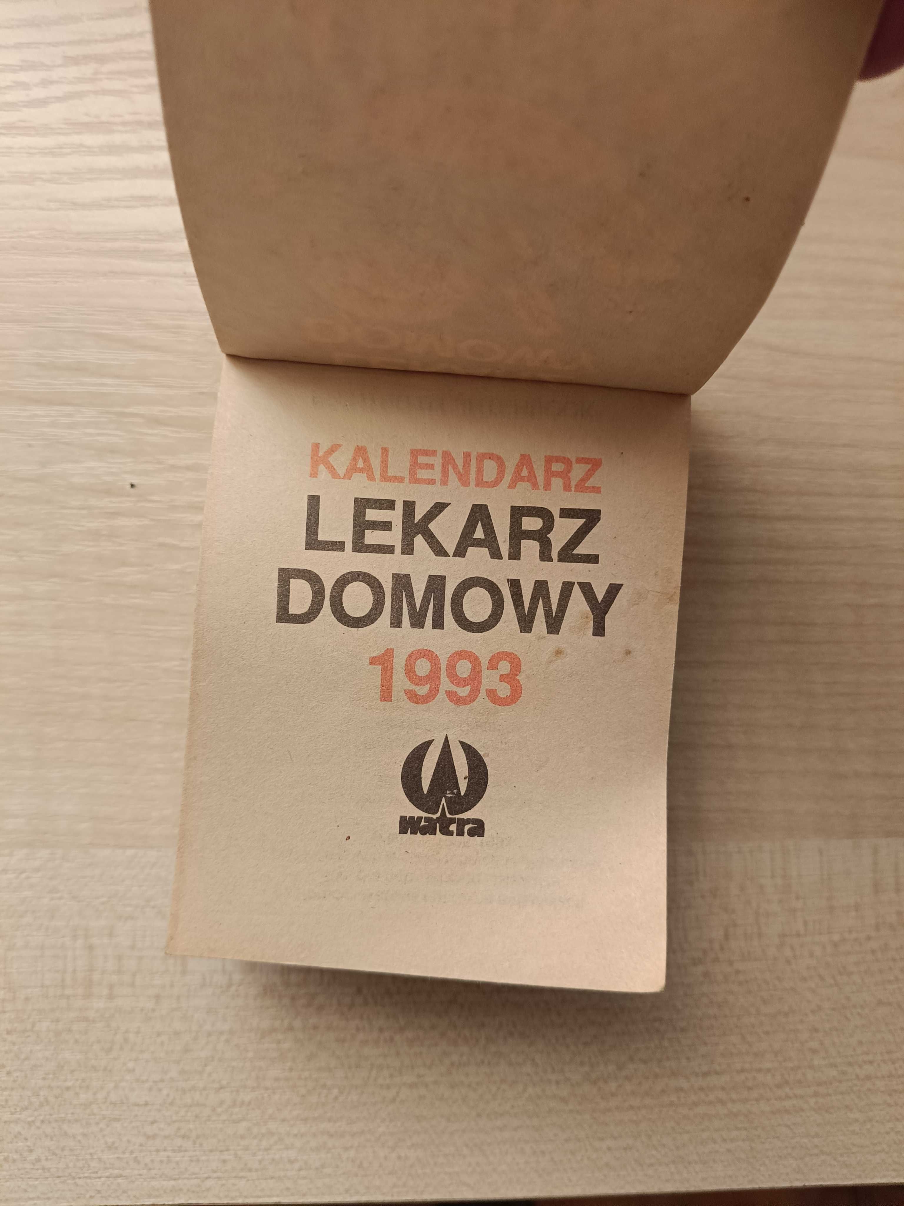 Stary kalendarz z 1993 roku "LEKARZ DOMOWY"