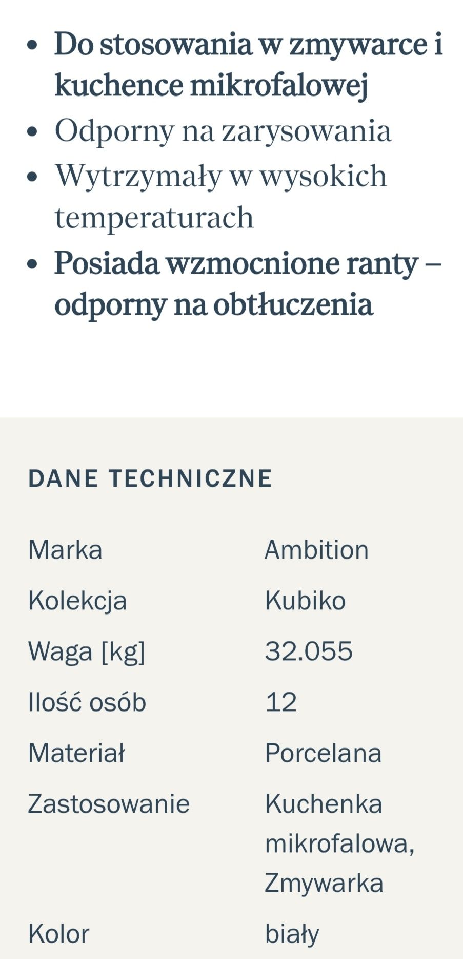 Zestaw obiadowy 12 osób/ 42 elementy