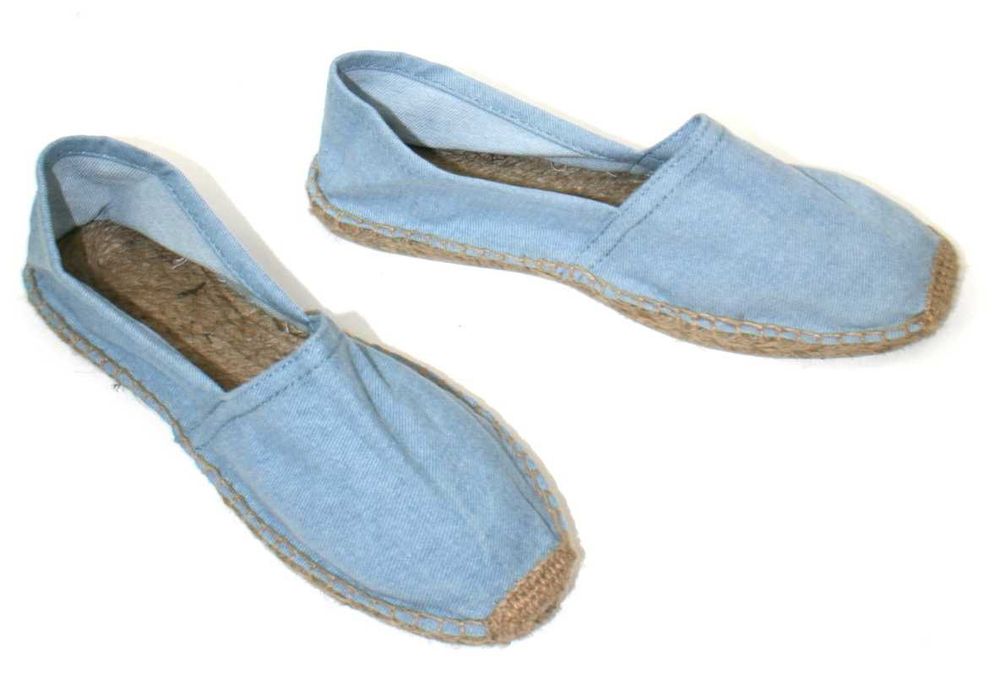 Klasyczne wsuwane espadryle sznurkowe płócienne blue jeans dżinsowe 37