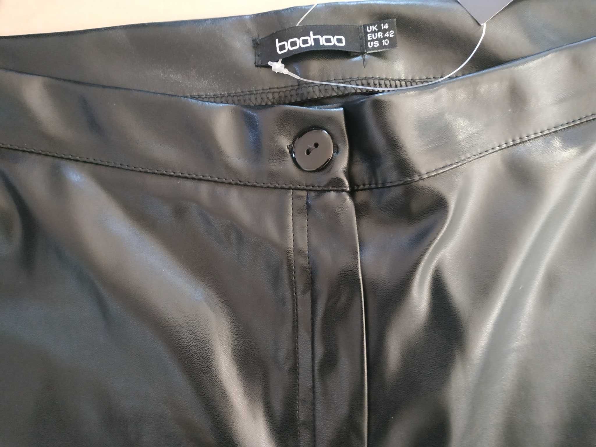 BOOHOO 42 XL czarne NOWE spodnie eko-skóra rurki eleganckie
