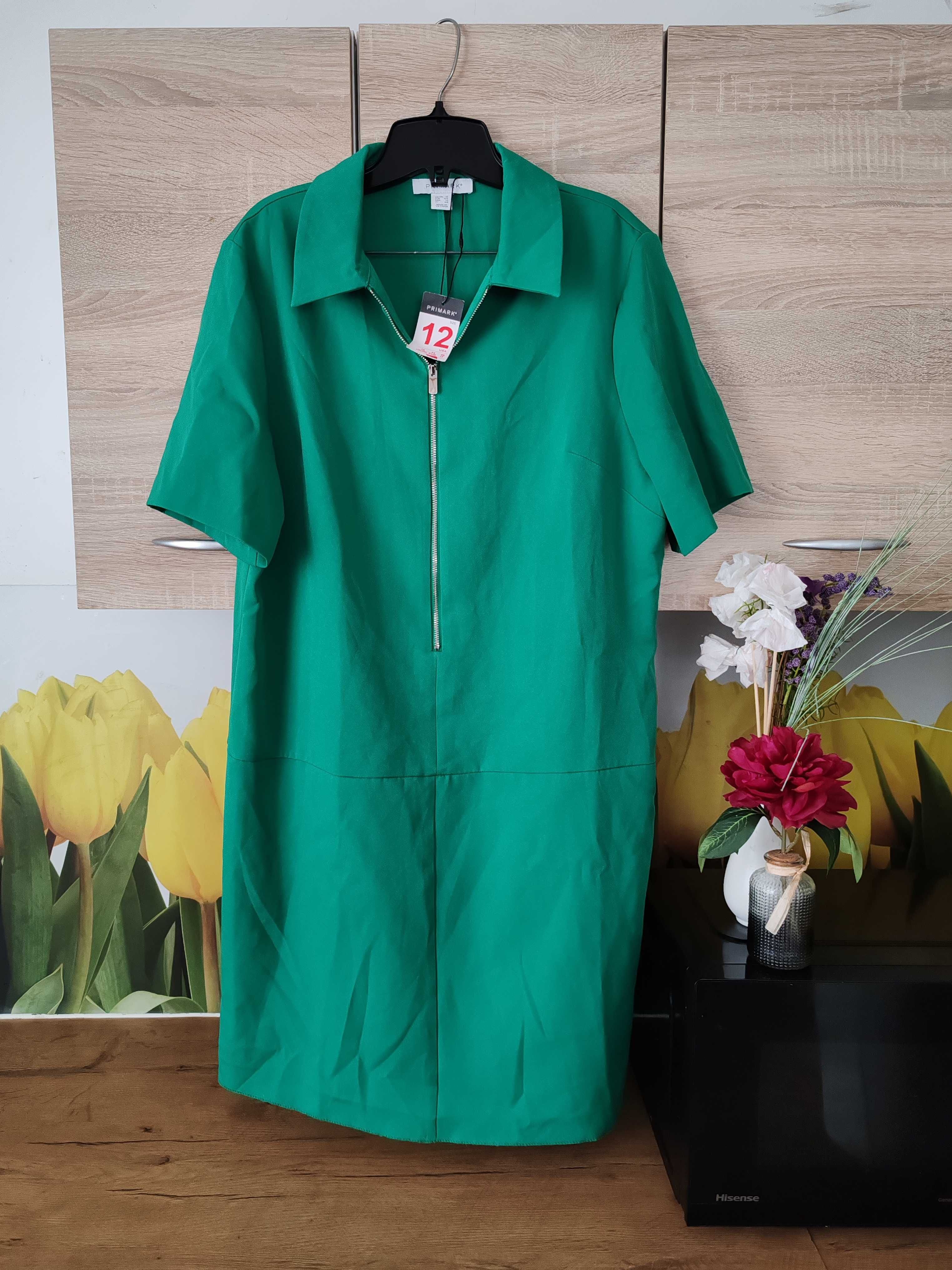Nowa zielona sukienka Primark rozmiar 44 poliester/elastan