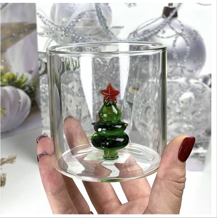 Новорічна склянка Зелена ялинка, термостійка