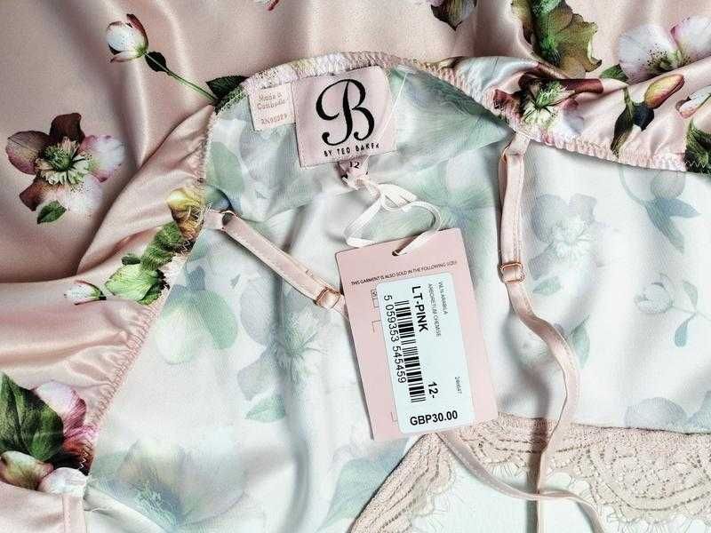 Новая ночная Атласная ночнушка с нежно-розовым  принтом Ted Baker