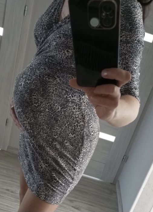 sukienka dopasowana bardzo uciągliwa kopertowa ciążowa, do karmienia