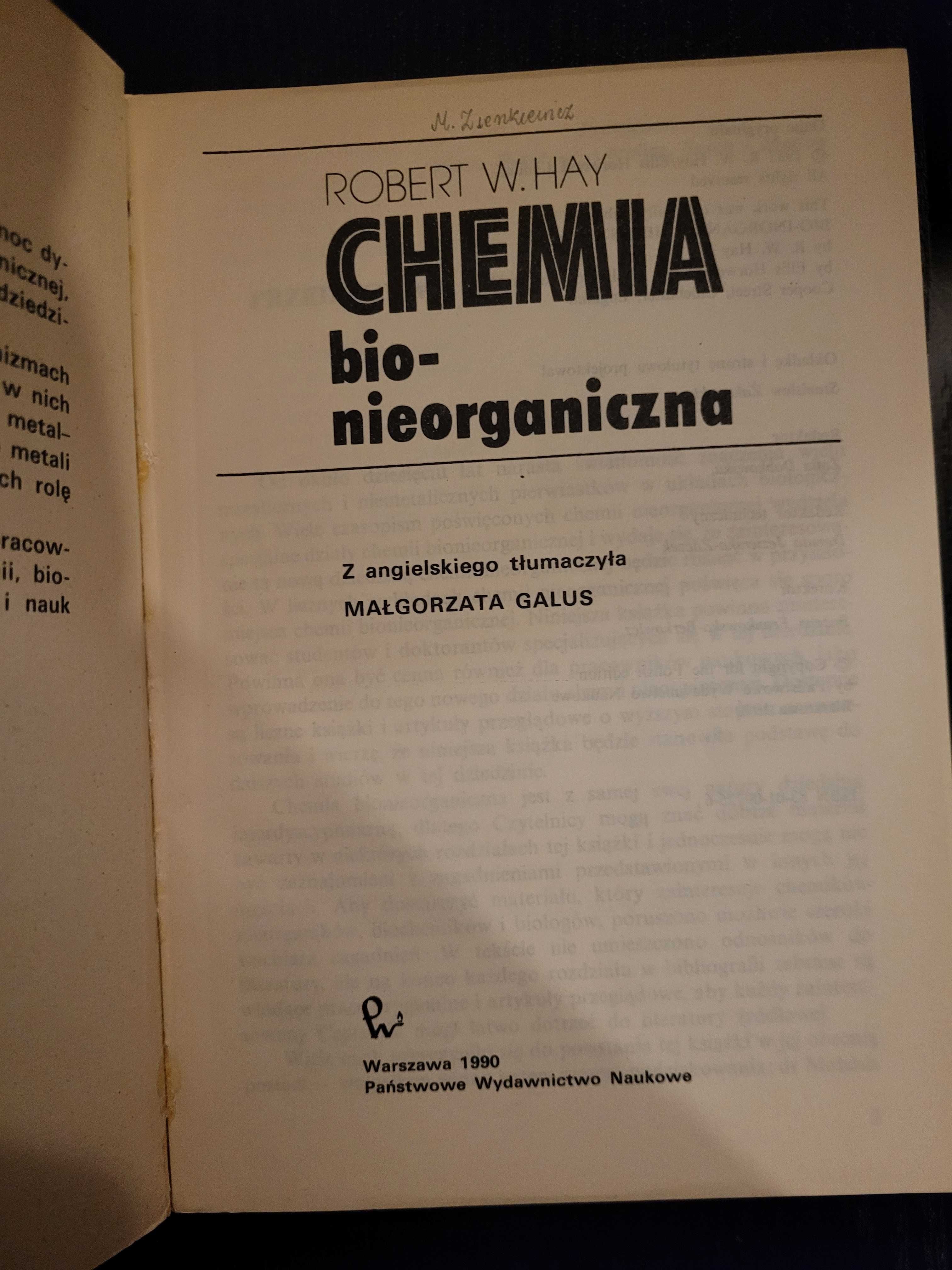 Robert W. Hay Chemia Bio-nieorganiczna