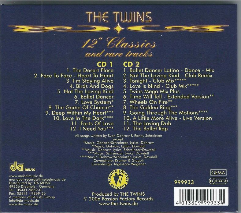 2 CD The Twins - 12" Classics And Rare Tracks (2006) (Passion Factory)