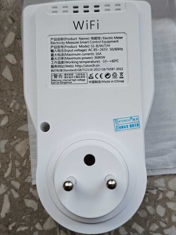Atorch S1 WiFi Smart Socket Licznik Energii AC85-265V 16A Tuya
