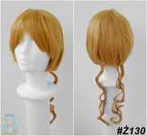 Żółta pomarańczowa peruka z loczkami krótka grzywką cosplay wig