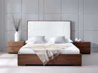 Cama estofada nogueira e mesinhas + colchao +estrado (Fabricante