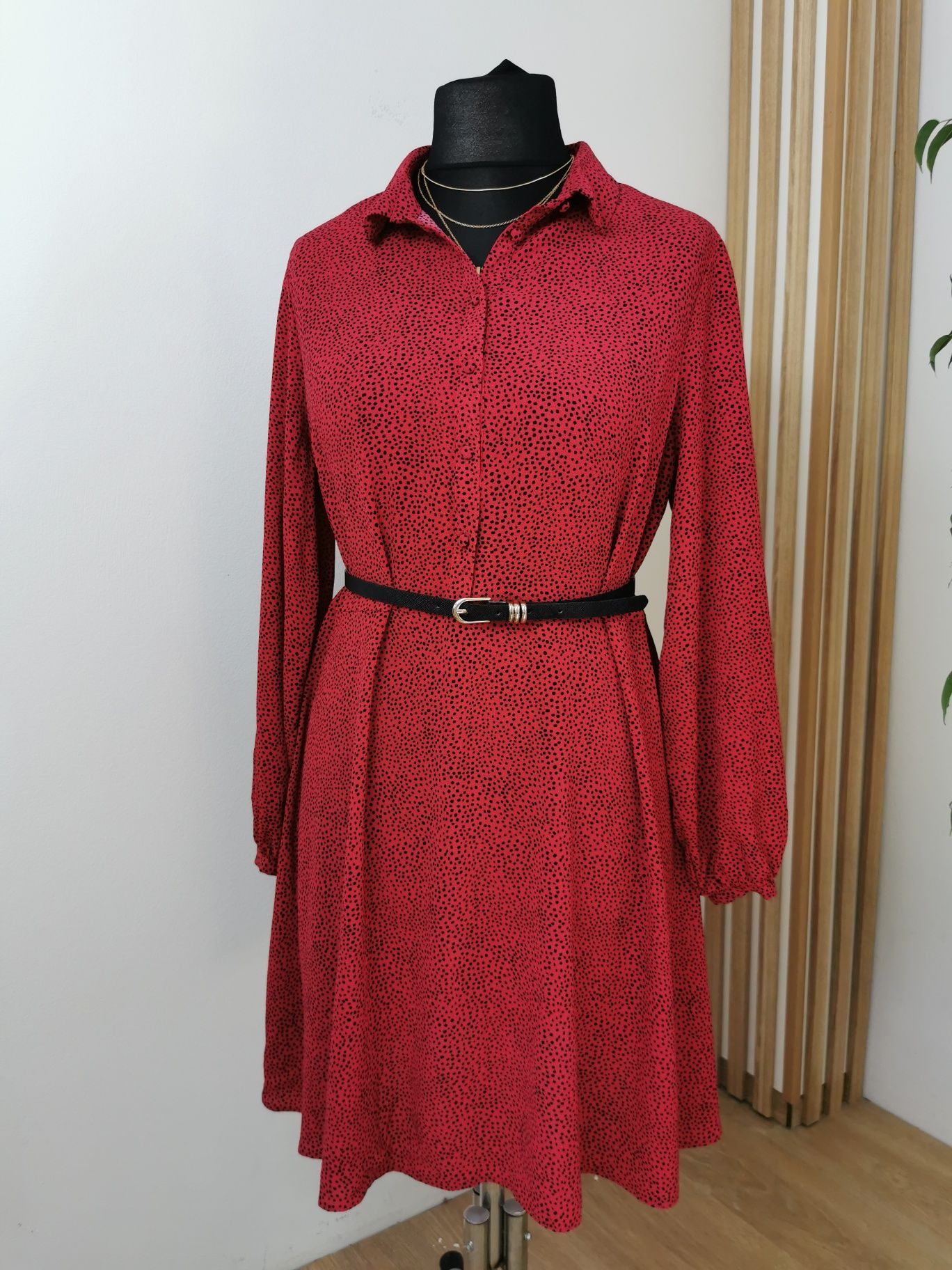 Sukienka w kropki, rozpinana, do karmienia, papaya, r. 44, 16, XXL