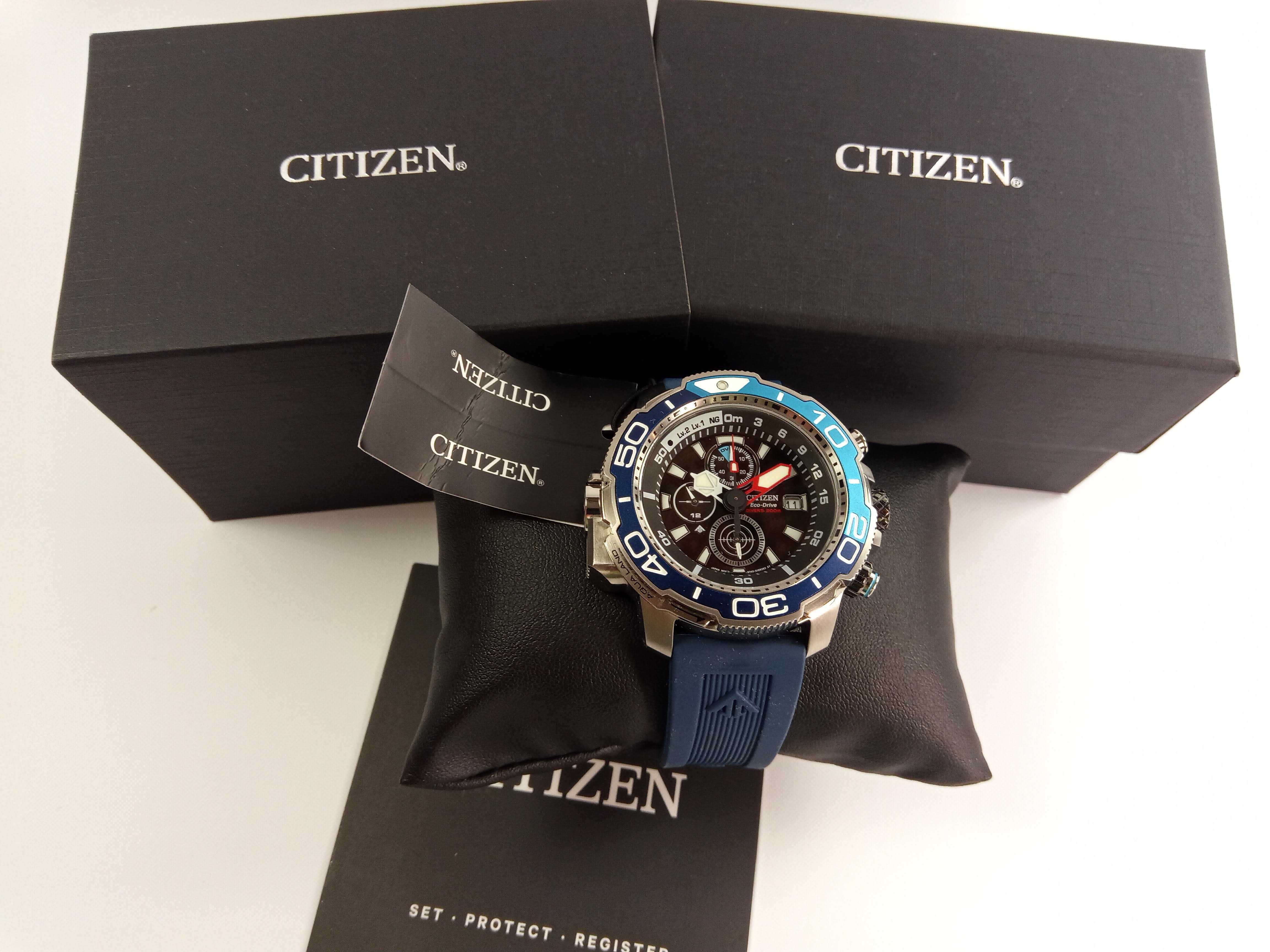 Дайверские 200м часы Citizen BJ2169-88E - глубиномер, хронограф сапфир