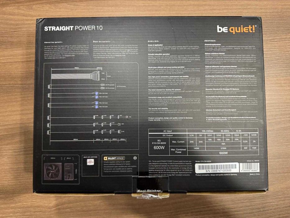 Zasilacz be quiet! 600W Straight Power Certyfikat 80 PLUS Gold