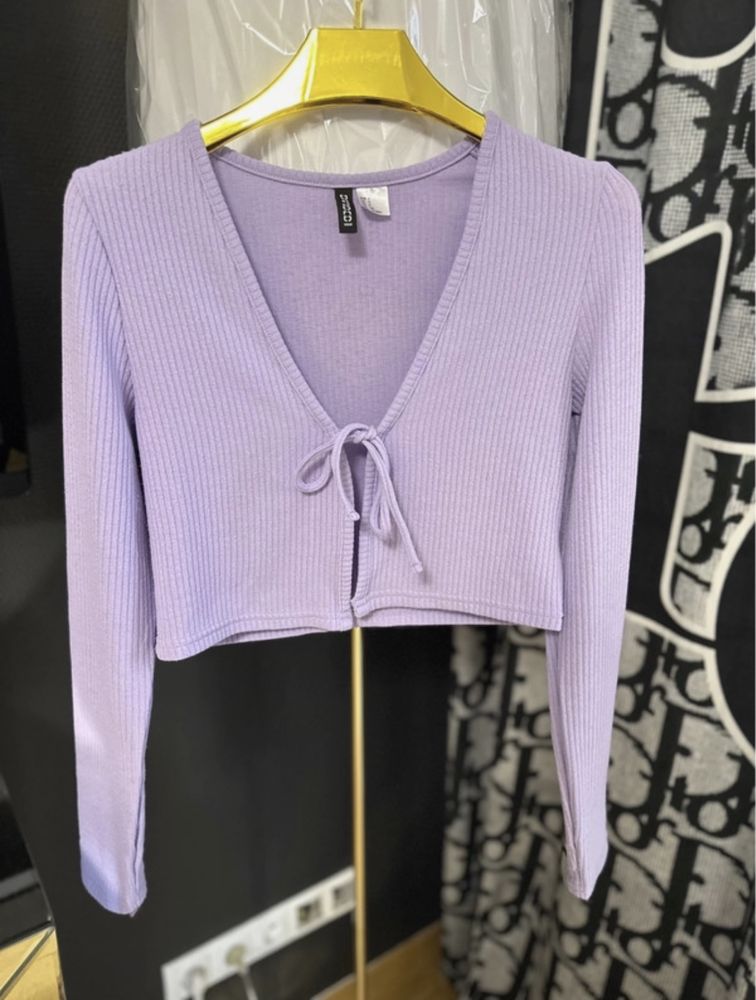 Krótki Sweter Cardigan na wiązanie H&M S