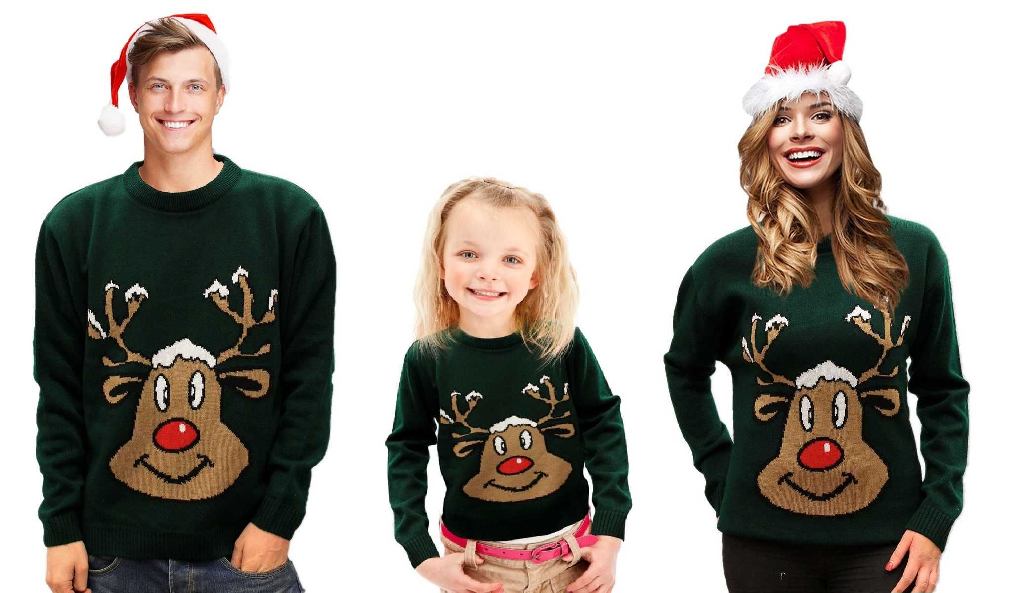 Sweter Świąteczny - Renifer Zielony - Swetry Świąteczne wiele wzorów!
