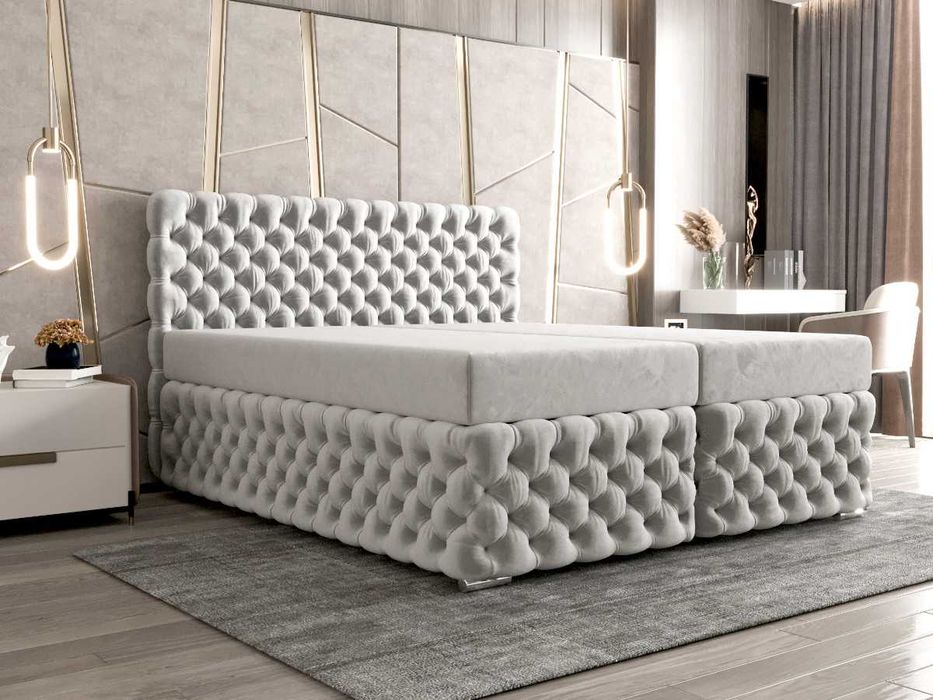 Łóżko Pikowane Kontynentalne  + Materac Wybór Rozmiarów Kolory FIGO 2