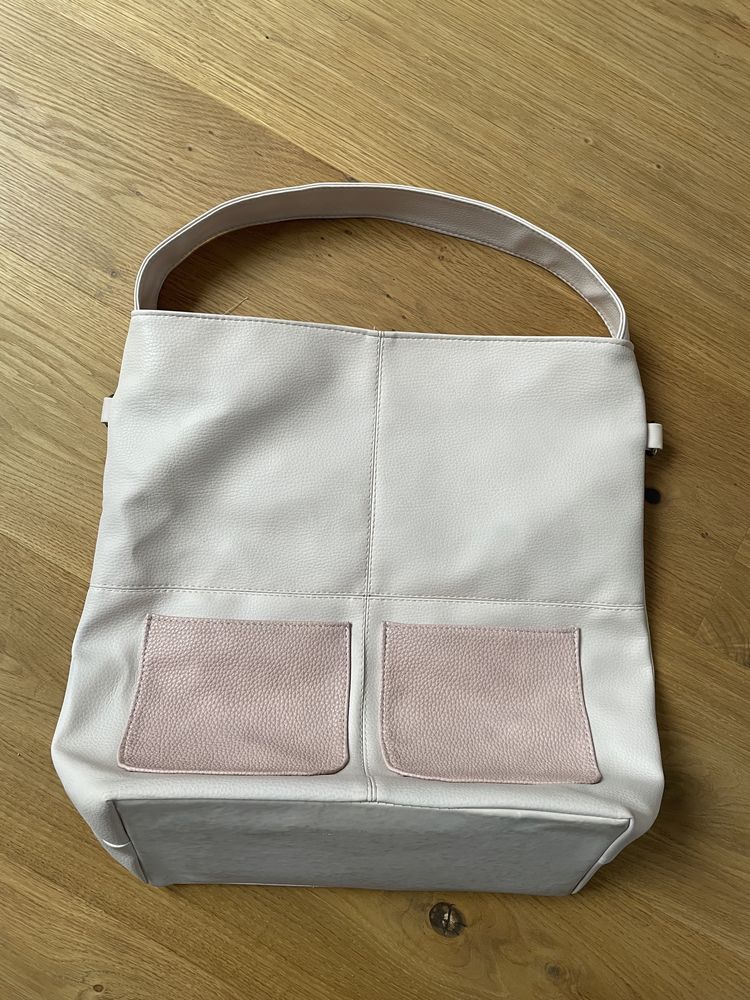 Torebka pudrowy róż shopper bag duża 41 cm