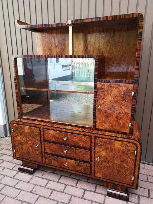 Witryna-Barek ART-DECO Politura Orzech Stara Antyk Po Renowacji.