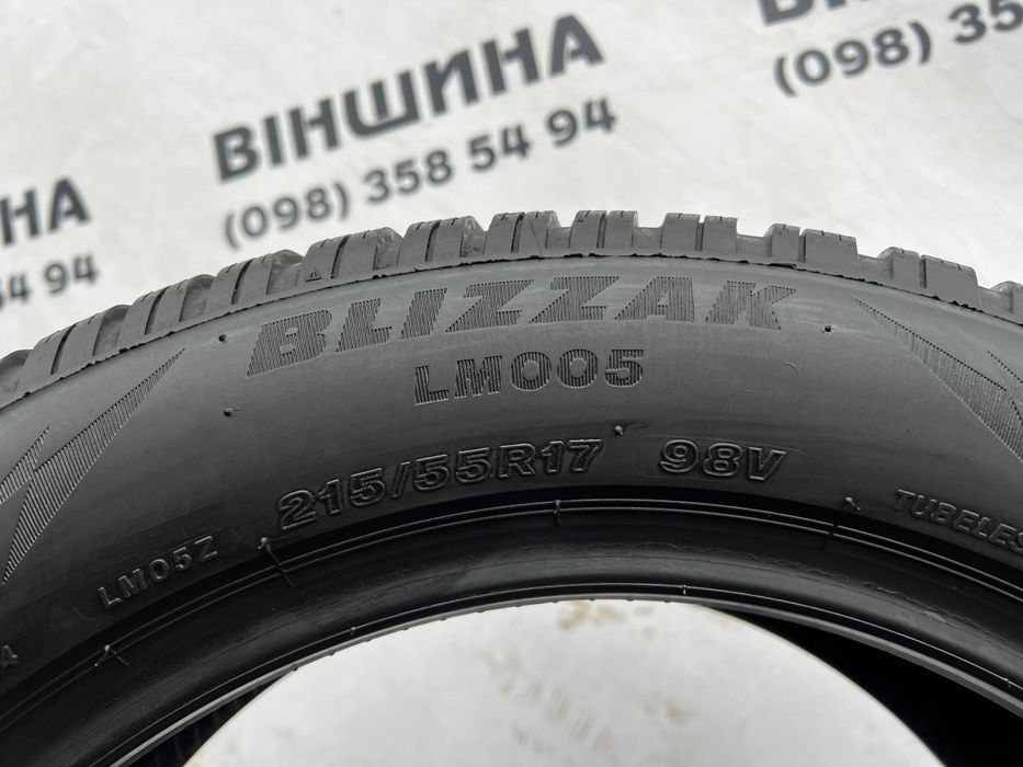 Шини 215/55 R 17 Bridgestone Blizzak LM005. Зима пара. Колеса склад.