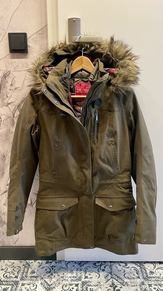 Kurtka Parka zimowa XS Travel Decathlon Khaki