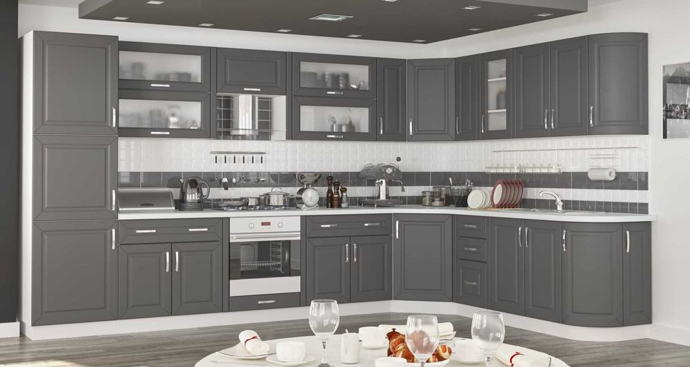 Кухня матова сіра Гамма Сучасна не дорога модульна кухня Ціни в описі!