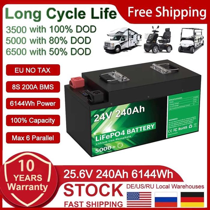 акумулятор Lifepo4 24v 240ah 6144Wh