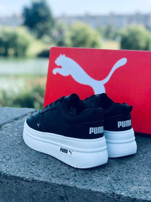 Женские кроссовки Puma Черные кожаные кроссовки Пума кросівки пума