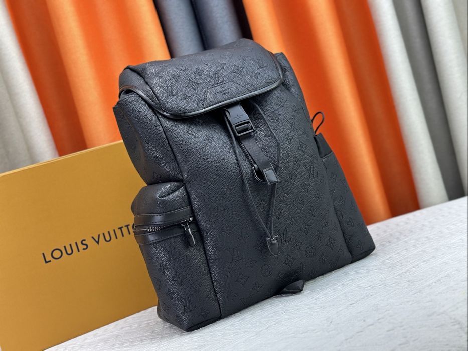 LOUIS VUITTON мужской кожаный рюкзак черный оригинал monogram shadow