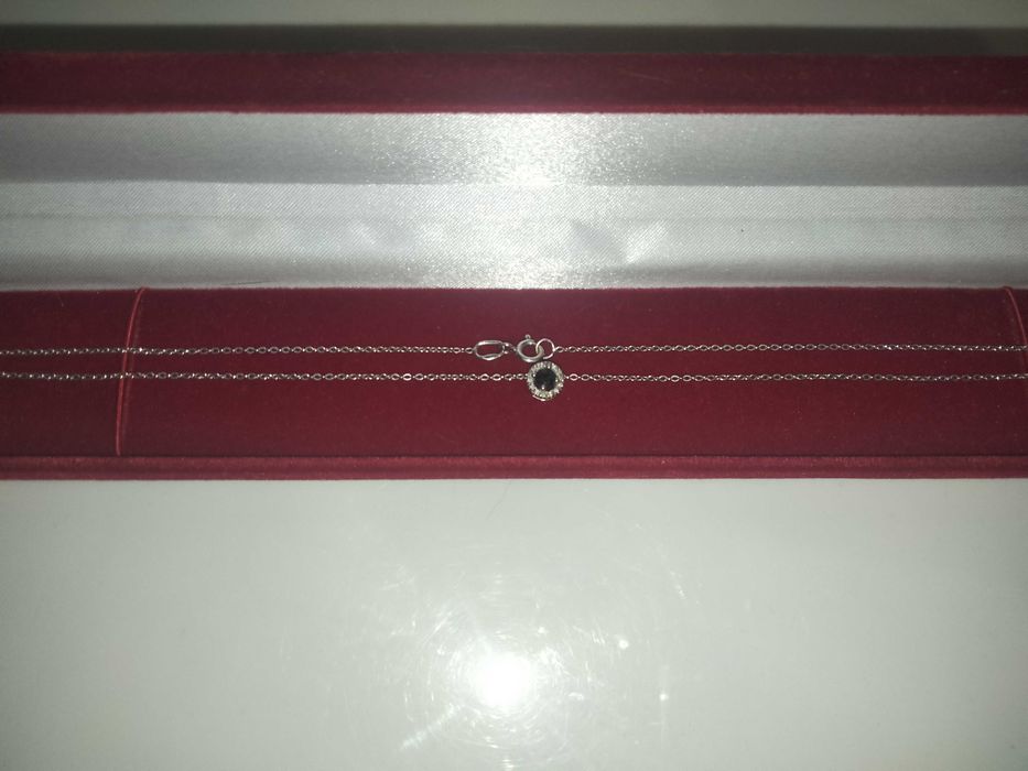 Колье из белого золота 585 пробы с самфиром и бриллиантами