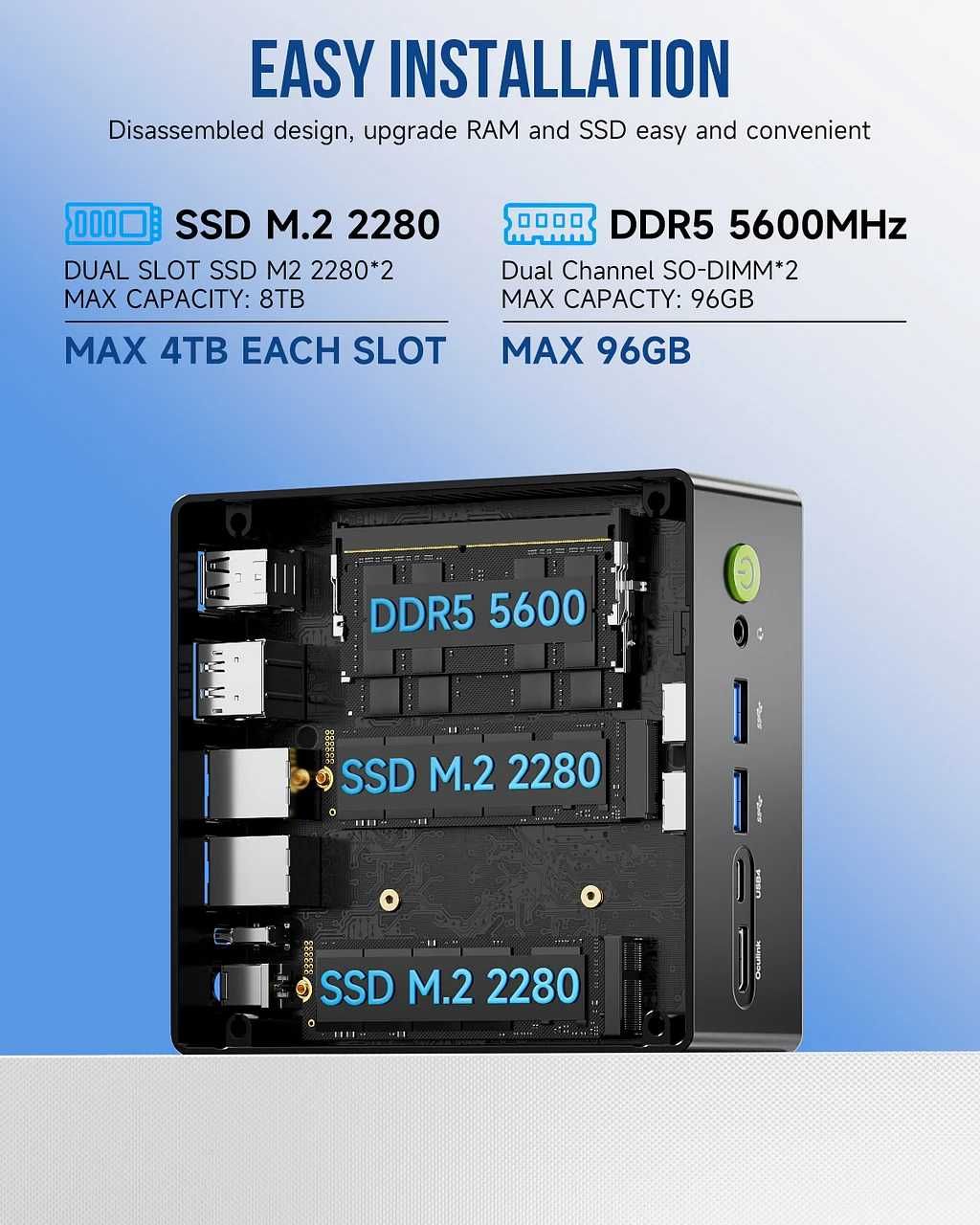 Mini PC GMKtec K8 PLUS AMD Ryzen 7 8845HS 8x 5.1 Ghz DDR5 WiFi6/BT5.2