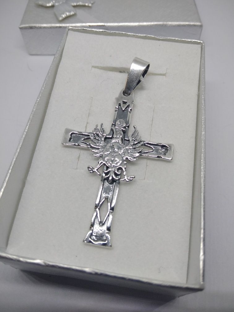 Srebrny krzyż z orłem srebro 925  178
