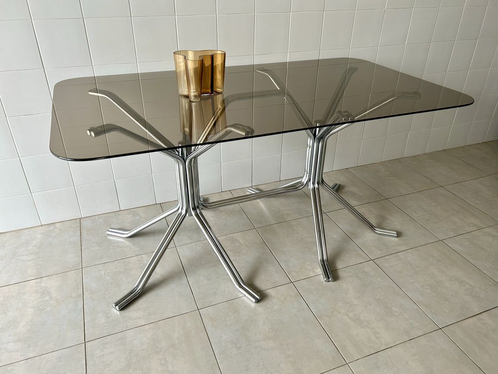 Mesa Vidro Cromada Vintage
