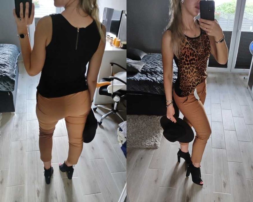 Brązowe cygaretki spodnie garniturowe damskie - sezon wiosna lato 2025