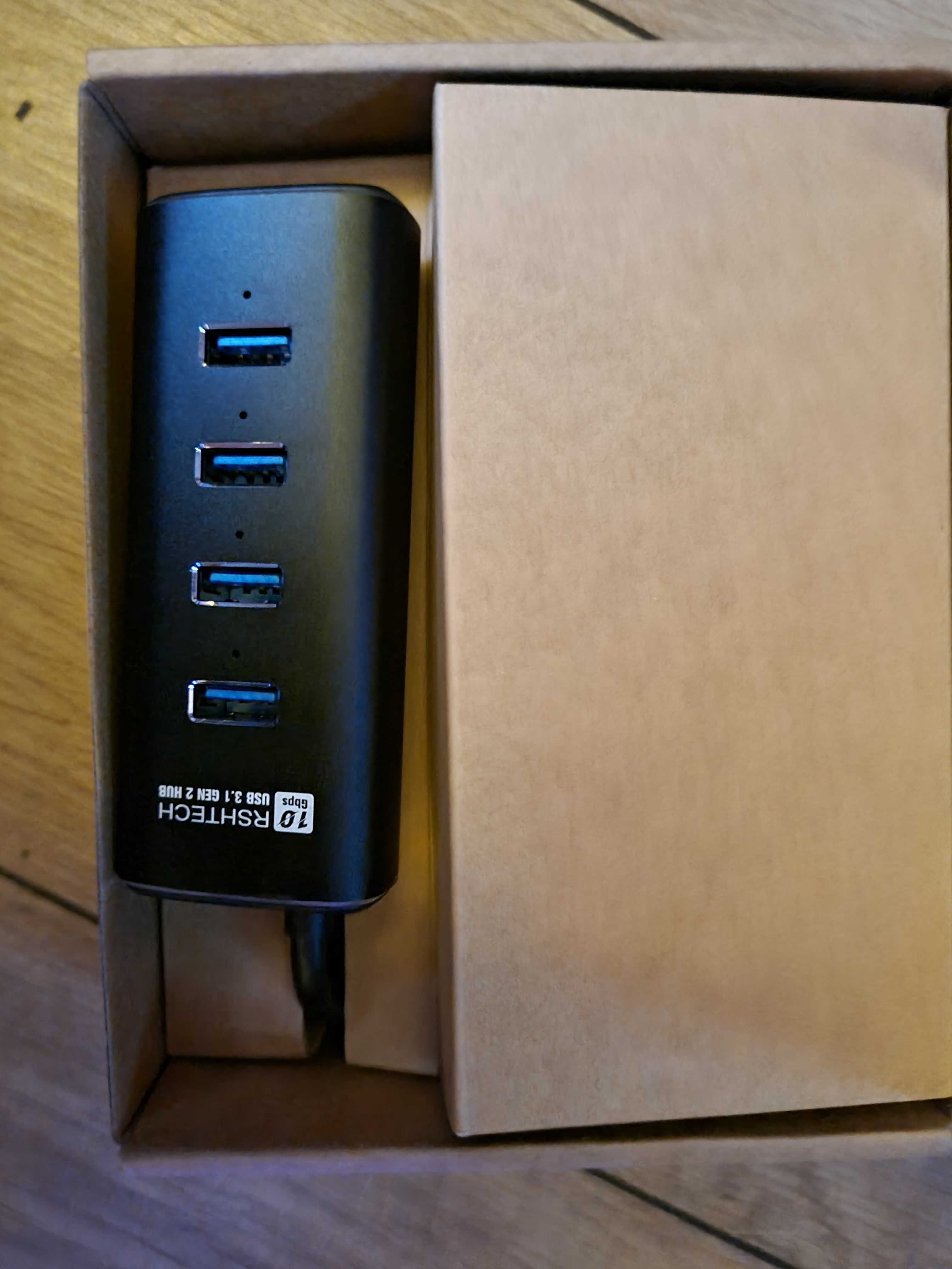 Koncentrator rozdzielacz USB 3.1 aktywny z zasilaczem aluminium USB