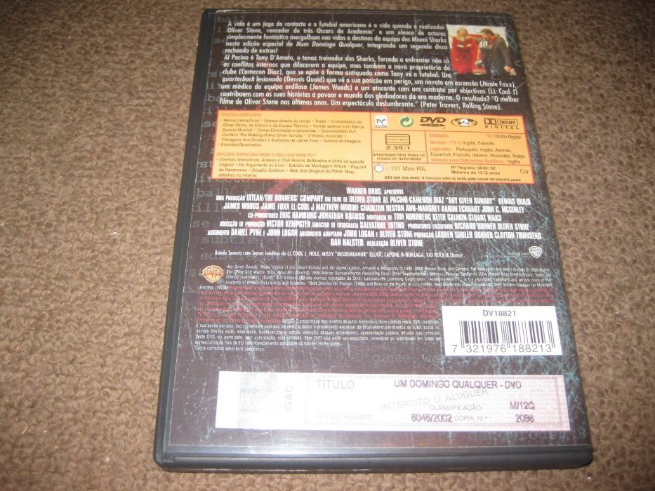 DVD "Um Domingo Qualquer" com Al Pacino/Edição 2DVDs