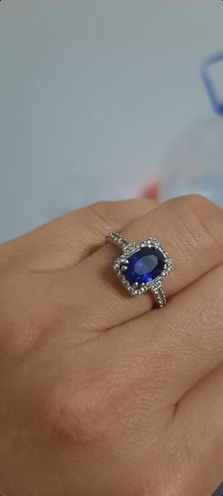 Серебряное кольцо с сапфиром,  аметистами,  срібне кільце