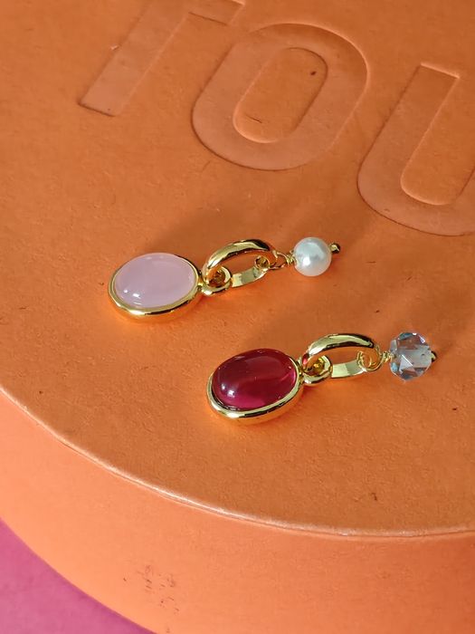 Komplet zawieszek z misiem żółte srebro vermeil 925 z kamieniami