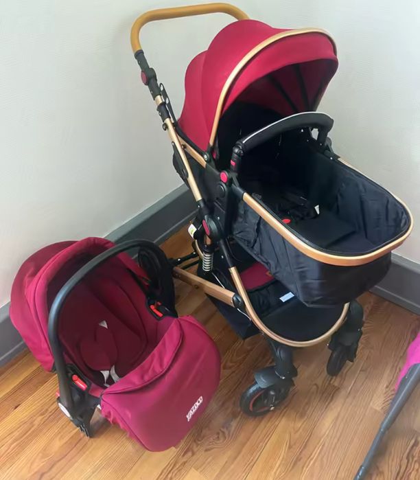 Carrinho de bebé 3 em 1 novo - vermelho