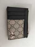Portfel - Gucci Beżowy Gg Bee Zip Card Holder