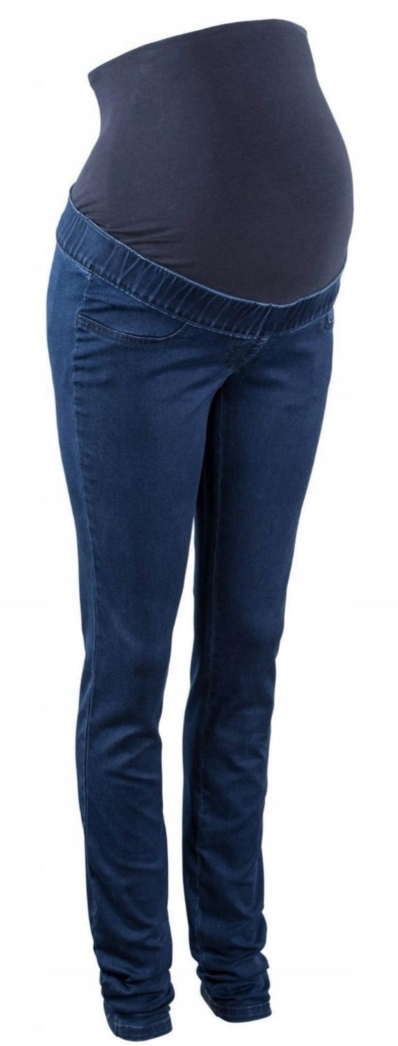 Nowe spodnie dżinsy jeansy legginsy ciążowe granatowe Bonprix - r. 46