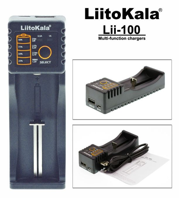 Зарядное устройство 18650 LiitoKala lii-100 Li-ion + PowerBank зарядка