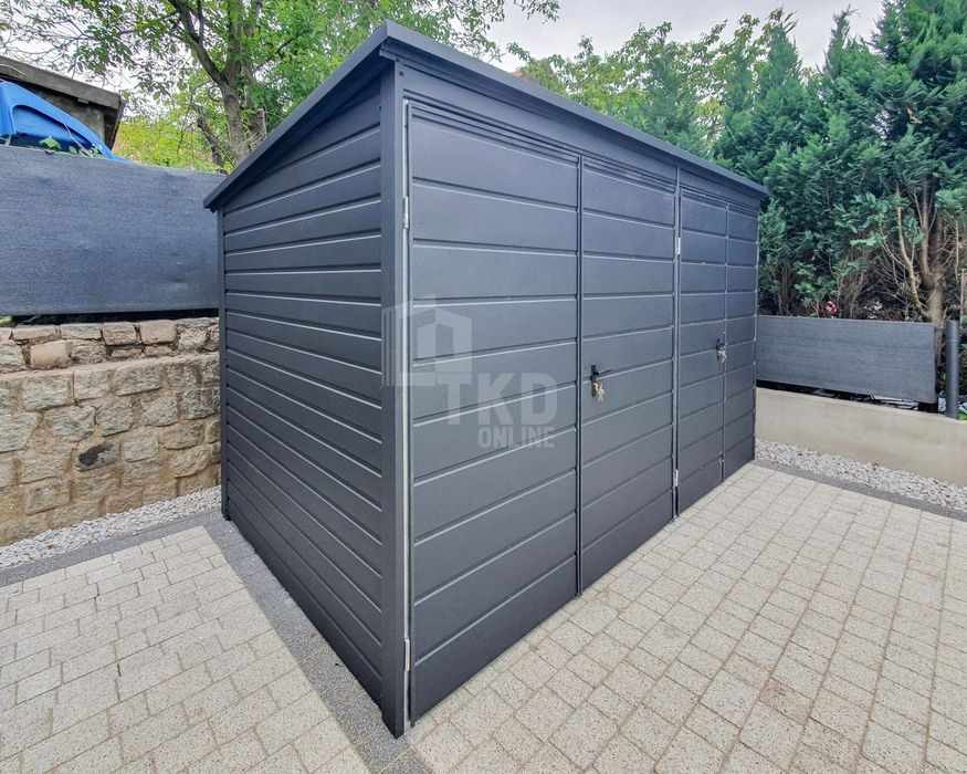 Schowek - Domek Ogrodowy 3,5X2M 2X Brama Dwuskrzydłowa Antracyt Tkd226
