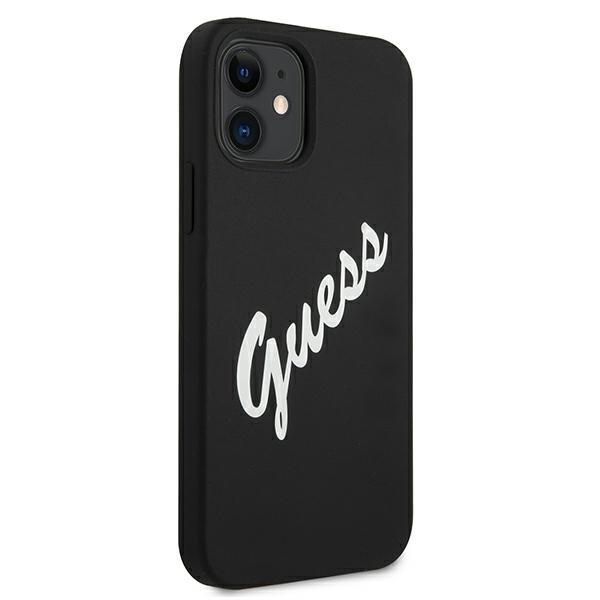 Guess Etui iPhone 12 Mini 5,4" Silicone VintageCzarno Biały