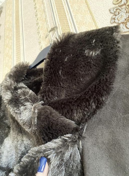 Штучна дублянка накидка, темно коричнева шоколадна під замшу накидка