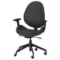 HATTEFJÄLL Krzesło biurowe z podłokietnikami, Smidig czarna skóra