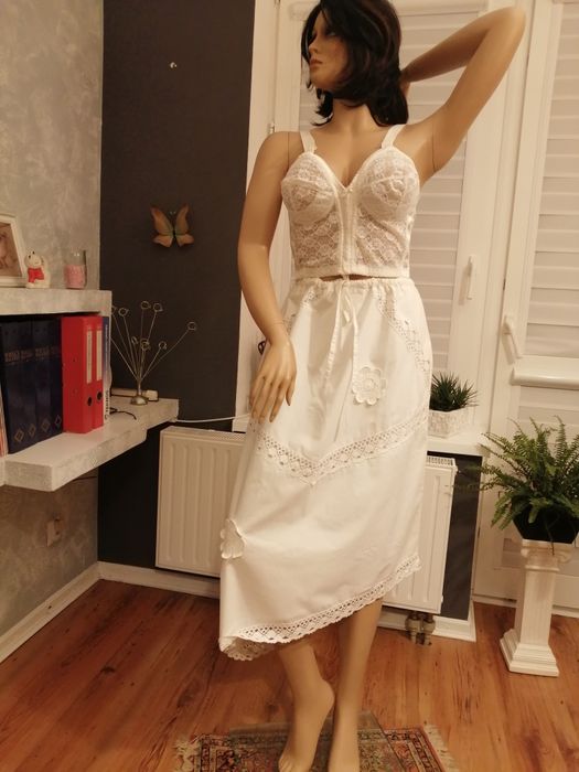 Spódniczka biała na podszewce vintage 42
